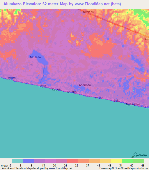 Alumkazo,Ghana Elevation Map