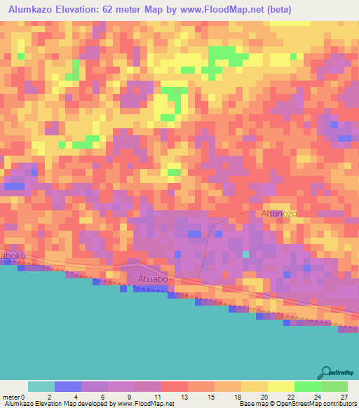 Alumkazo,Ghana Elevation Map