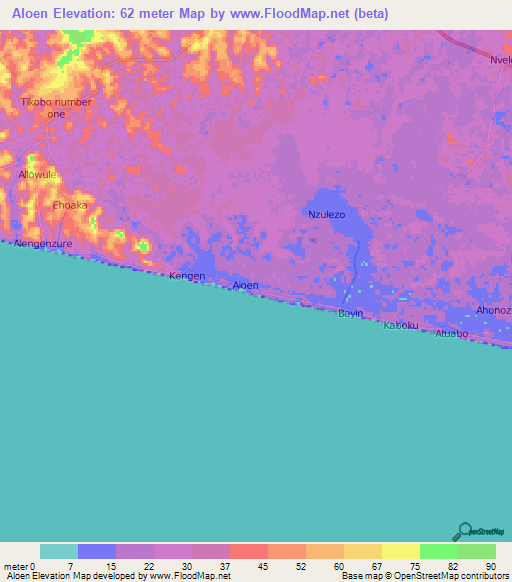 Aloen,Ghana Elevation Map