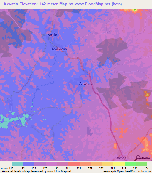 Akwatia,Ghana Elevation Map