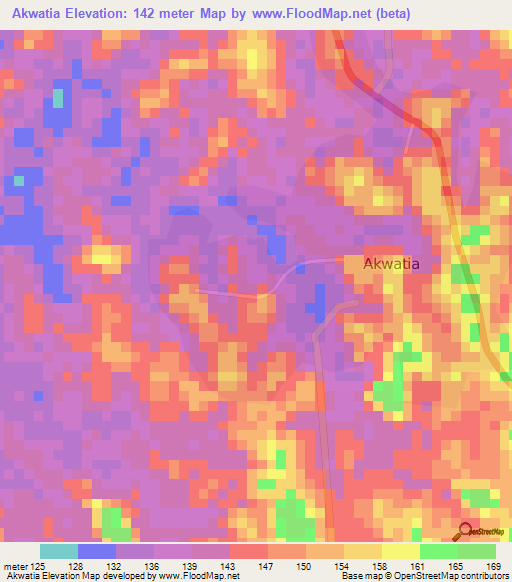 Akwatia,Ghana Elevation Map