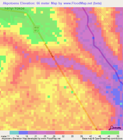 Akpotoenu,Ghana Elevation Map