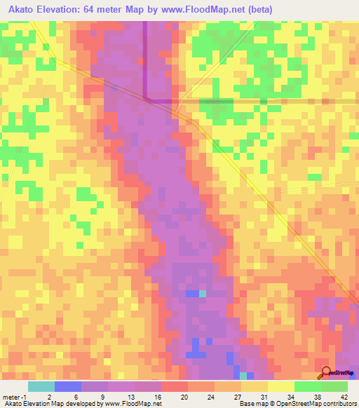 Akato,Ghana Elevation Map