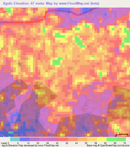 Agufo,Ghana Elevation Map