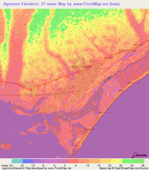 Agotome,Ghana Elevation Map