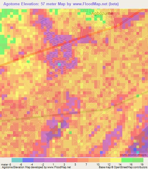 Agotome,Ghana Elevation Map