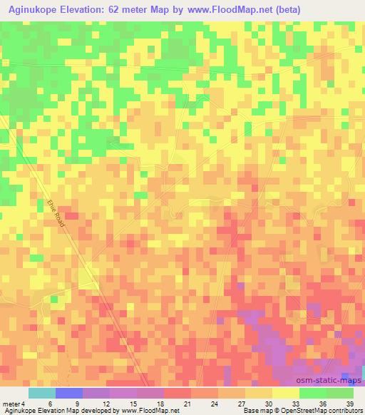 Aginukope,Ghana Elevation Map