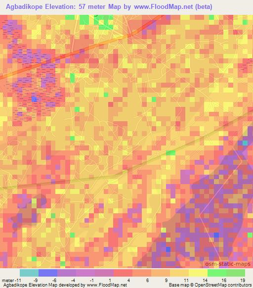 Agbadikope,Ghana Elevation Map