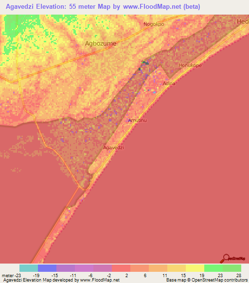 Agavedzi,Ghana Elevation Map