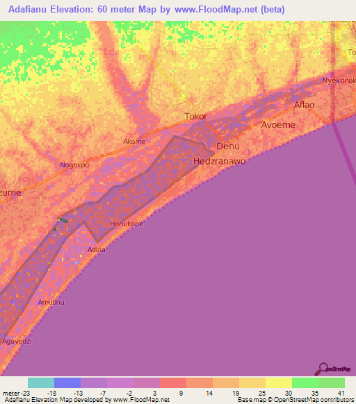 Adafianu,Ghana Elevation Map