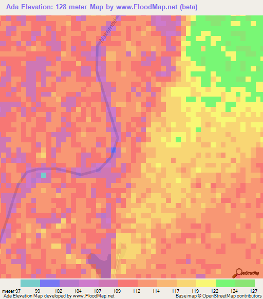 Ada,Ghana Elevation Map