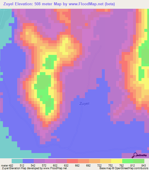 Zuyel,Nigeria Elevation Map