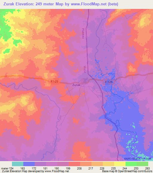 Zurak,Nigeria Elevation Map