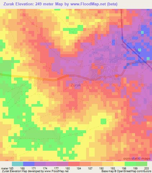 Zurak,Nigeria Elevation Map