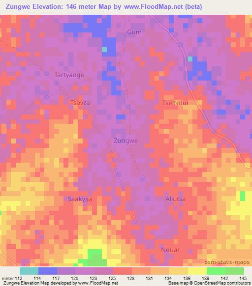 Zungwe,Nigeria Elevation Map