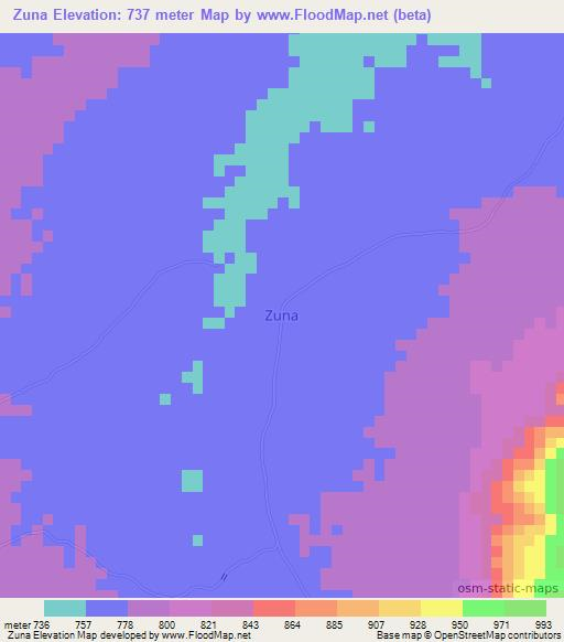 Zuna,Nigeria Elevation Map