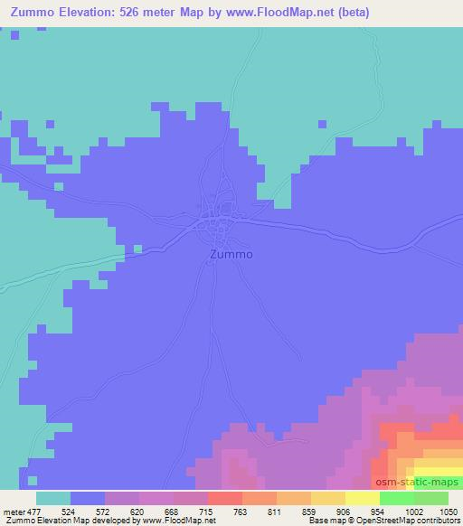 Zummo,Nigeria Elevation Map