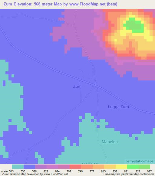 Zum,Nigeria Elevation Map