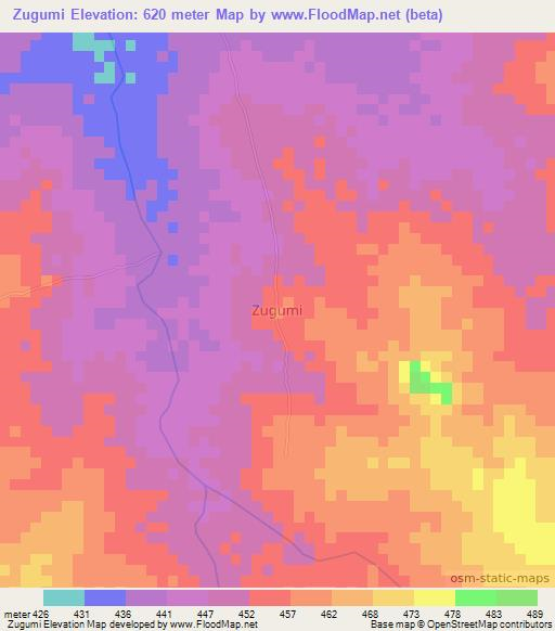 Zugumi,Nigeria Elevation Map