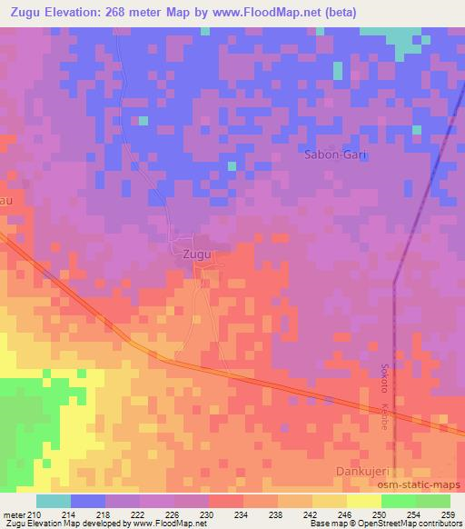 Zugu,Nigeria Elevation Map