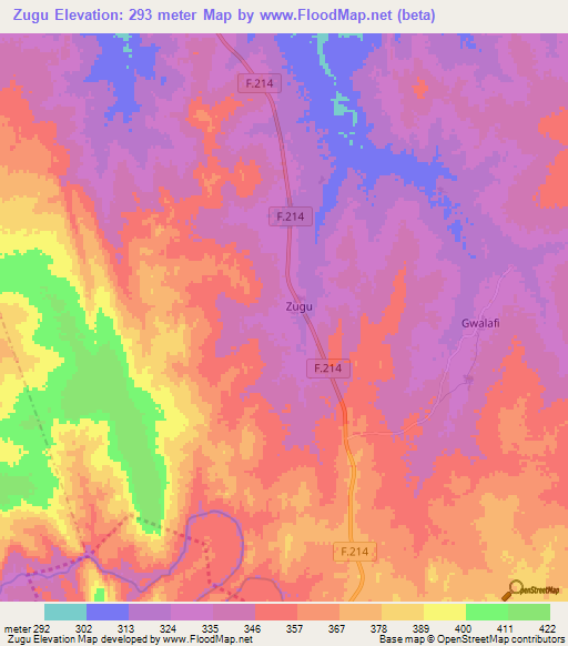 Zugu,Nigeria Elevation Map