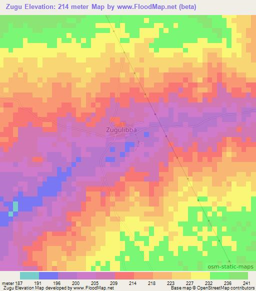 Zugu,Nigeria Elevation Map