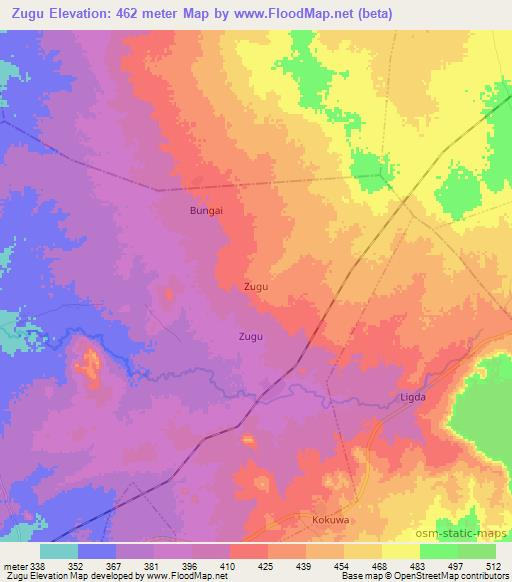 Zugu,Nigeria Elevation Map