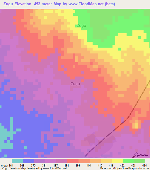 Zugu,Nigeria Elevation Map