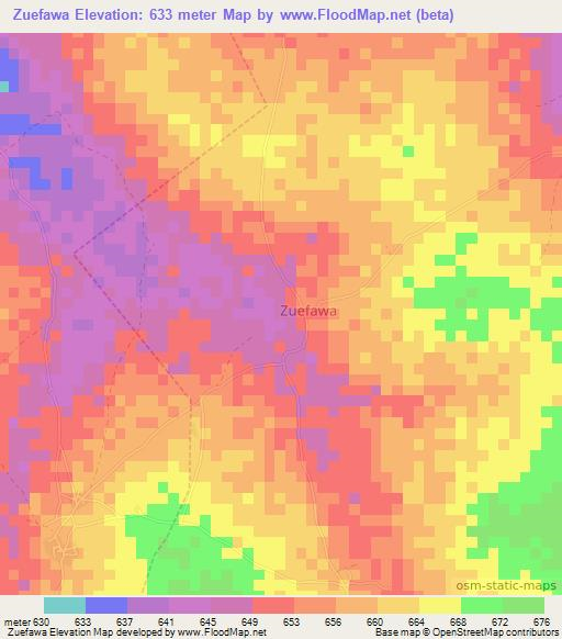 Zuefawa,Nigeria Elevation Map