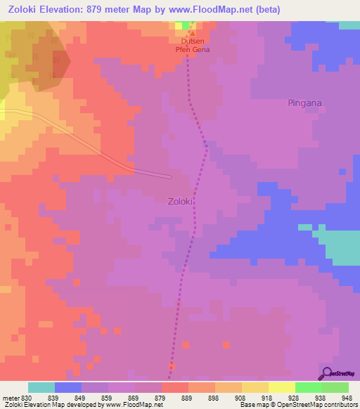 Zoloki,Nigeria Elevation Map