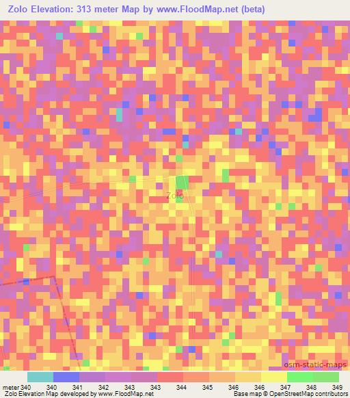 Zolo,Nigeria Elevation Map