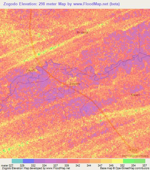 Zogodo,Nigeria Elevation Map