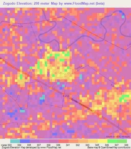 Zogodo,Nigeria Elevation Map