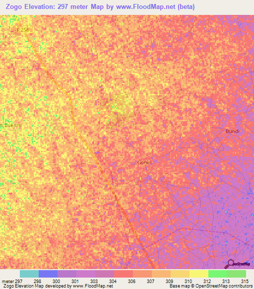 Zogo,Nigeria Elevation Map