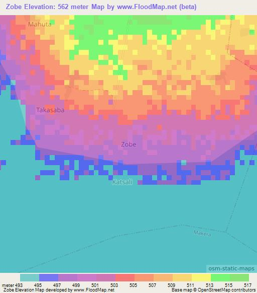 Zobe,Nigeria Elevation Map