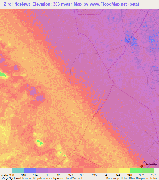 Zirgi Ngelewa,Nigeria Elevation Map