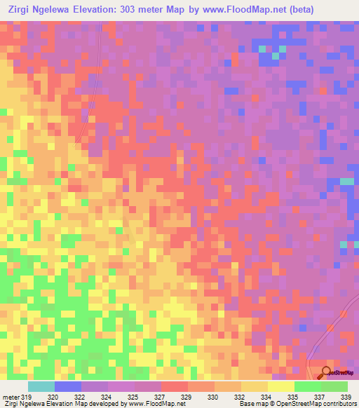 Zirgi Ngelewa,Nigeria Elevation Map