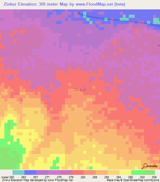 Zinkur,Nigeria Elevation Map