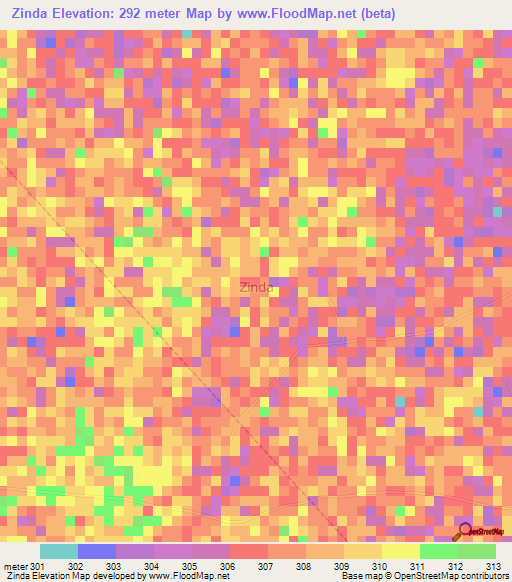 Zinda,Nigeria Elevation Map