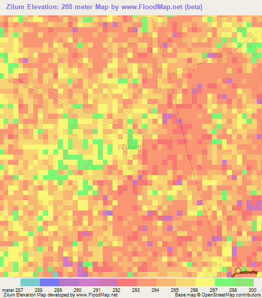 Zilum,Nigeria Elevation Map