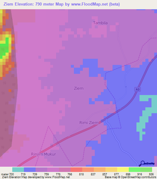 Ziem,Nigeria Elevation Map