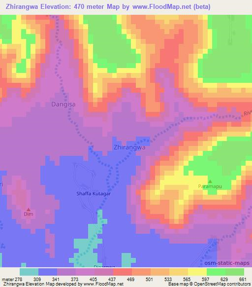 Zhirangwa,Nigeria Elevation Map