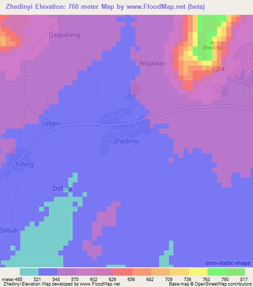 Zhedinyi,Nigeria Elevation Map