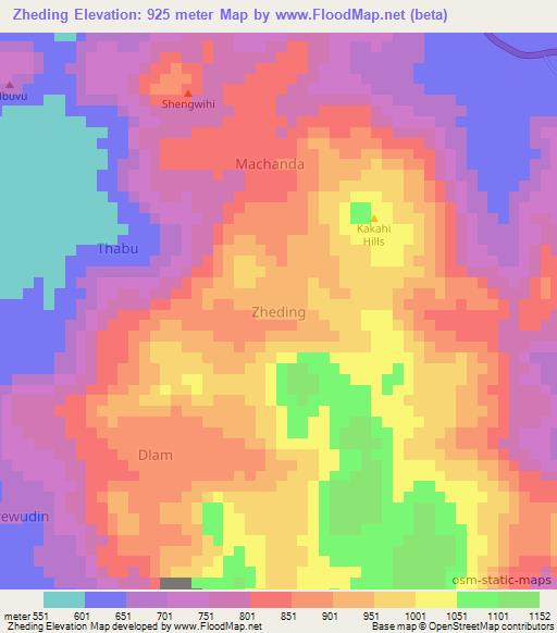 Zheding,Nigeria Elevation Map