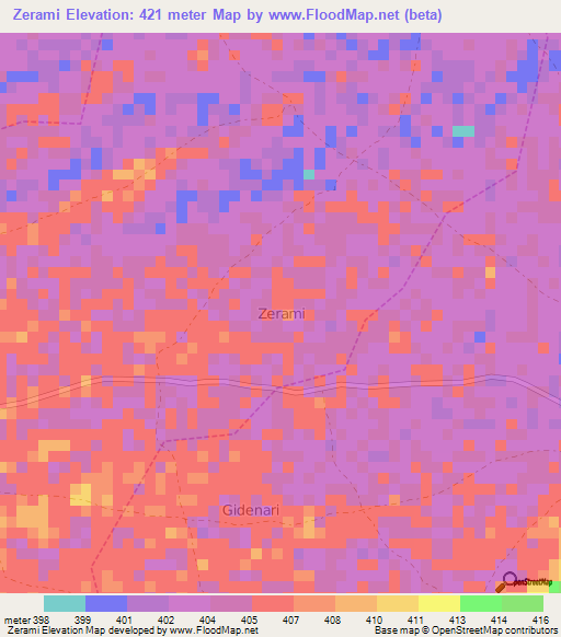 Zerami,Nigeria Elevation Map