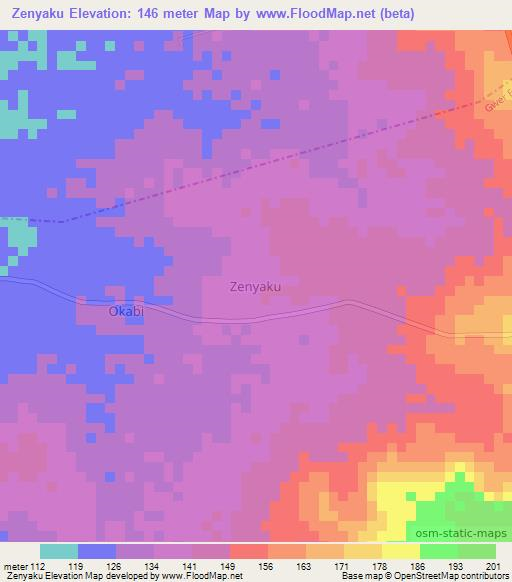 Zenyaku,Nigeria Elevation Map