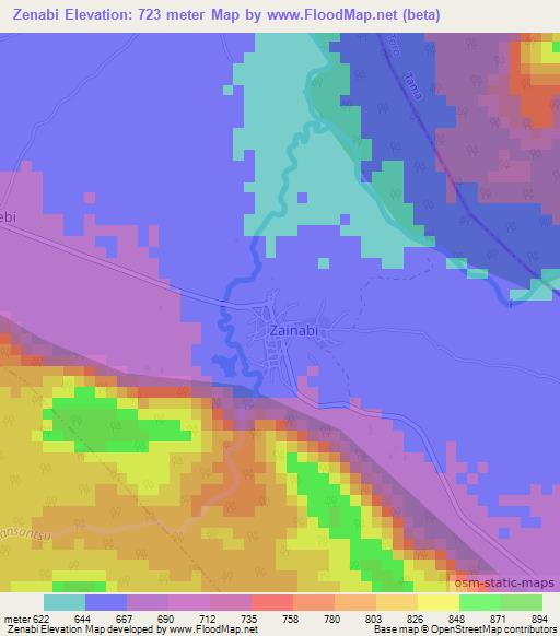 Zenabi,Nigeria Elevation Map