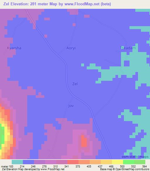 Zel,Nigeria Elevation Map