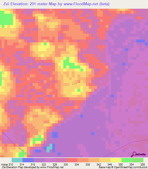 Zei,Nigeria Elevation Map