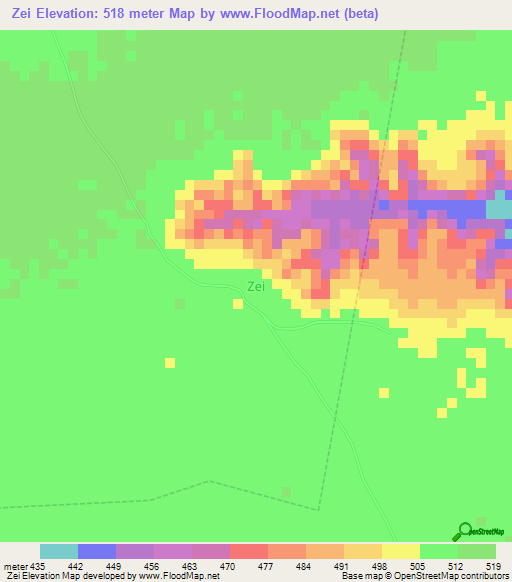 Zei,Nigeria Elevation Map